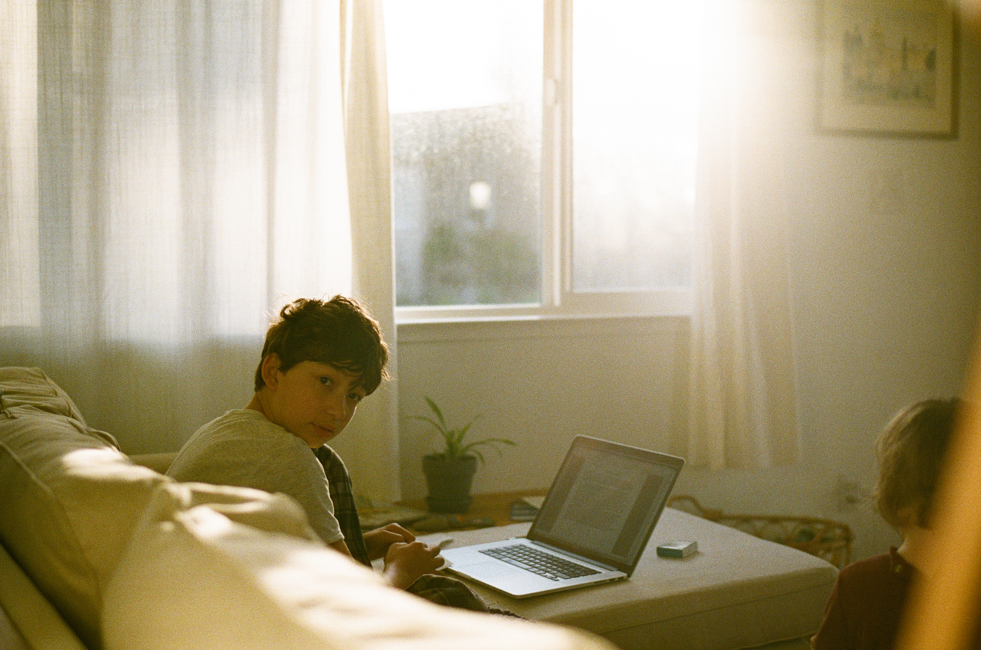Tween boy at computer