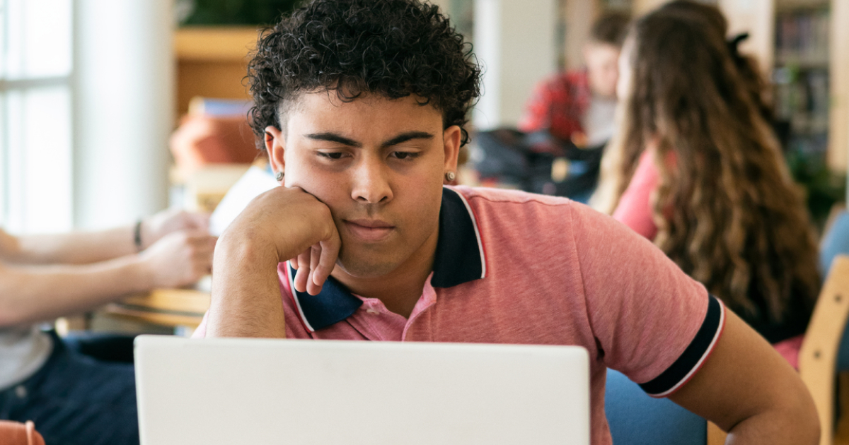 Student at a laptop