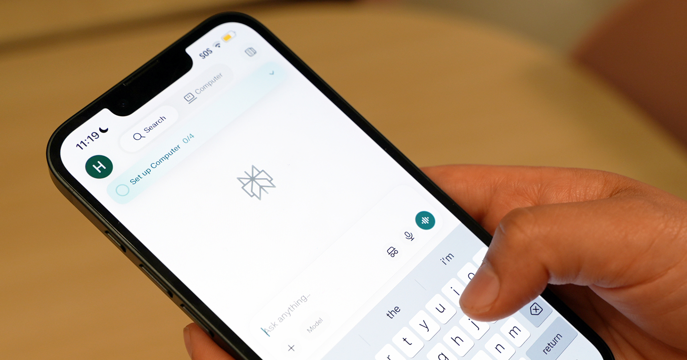 Perplexity home screen interface