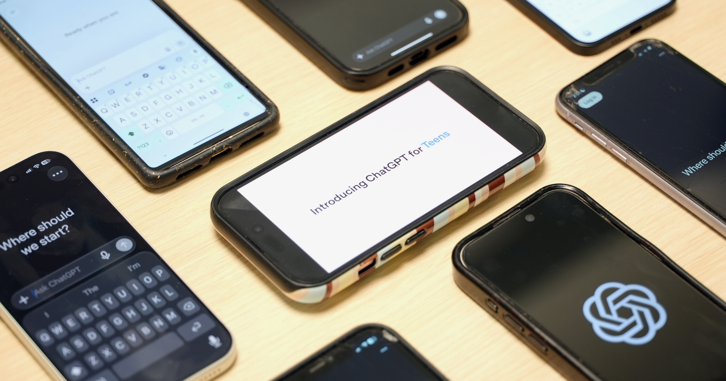 ChatGPT for teens interface on several phones