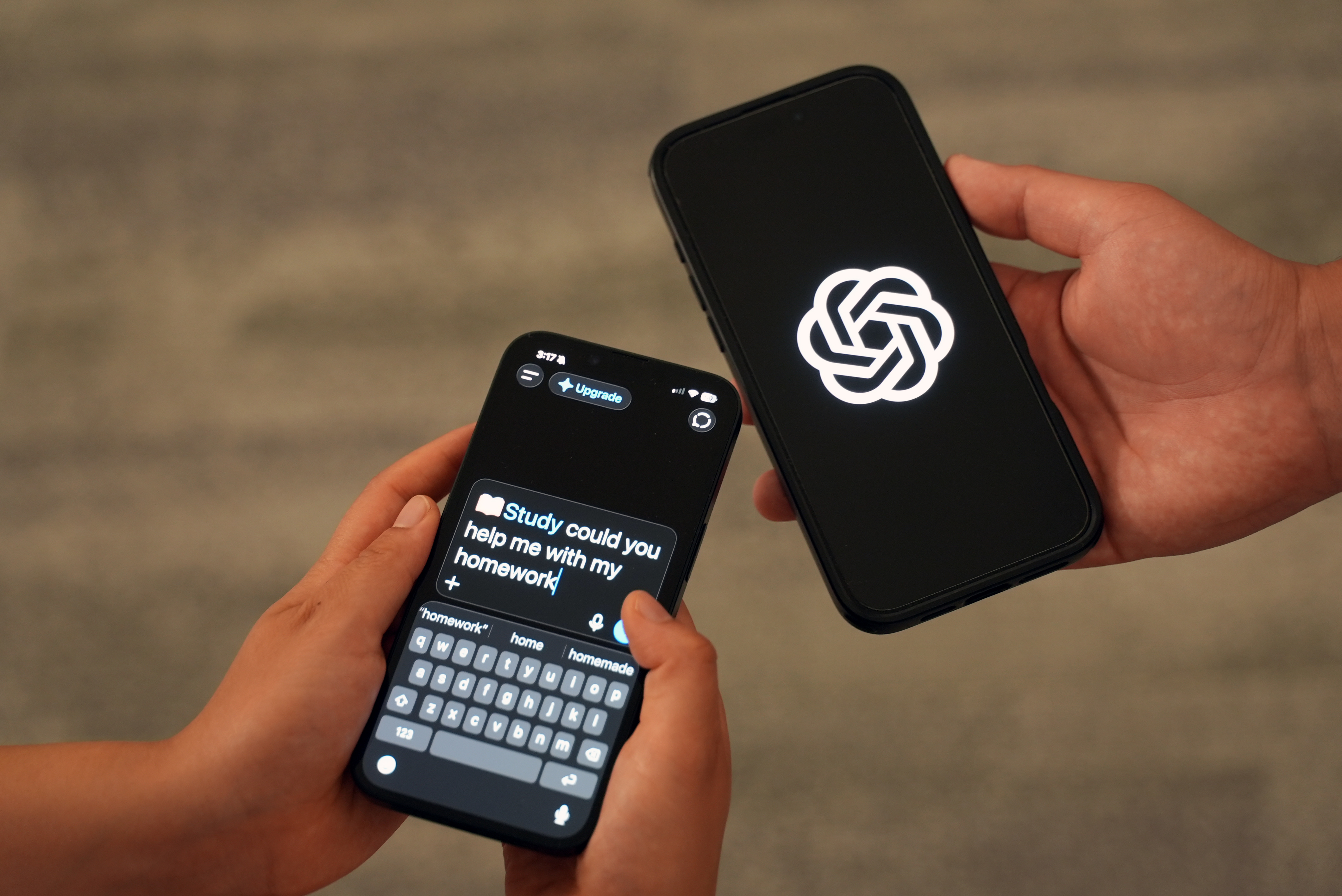 ChatGPT Study mode & logo on two phones