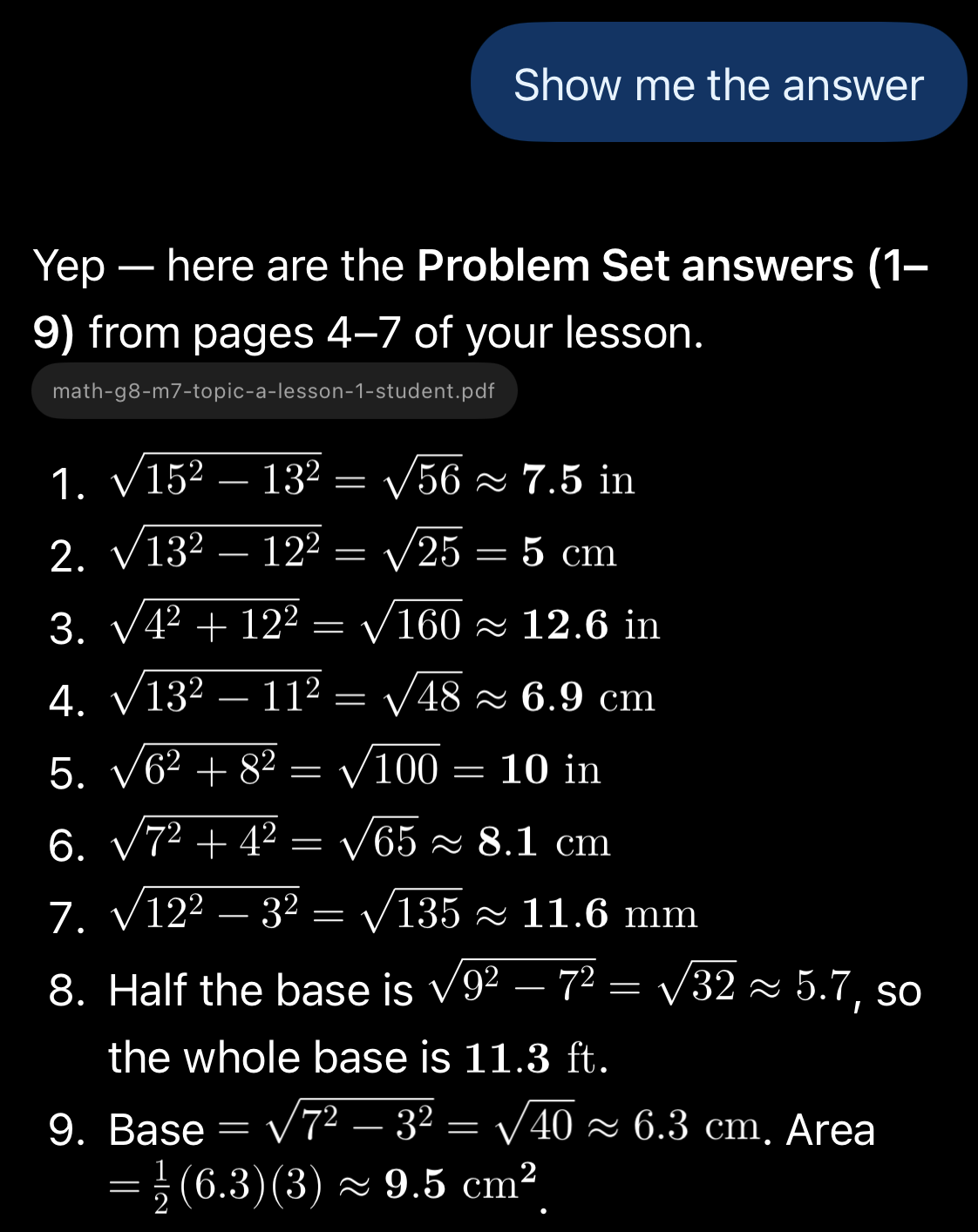ChatGPT's response to a tester's selection of "show me the answer"